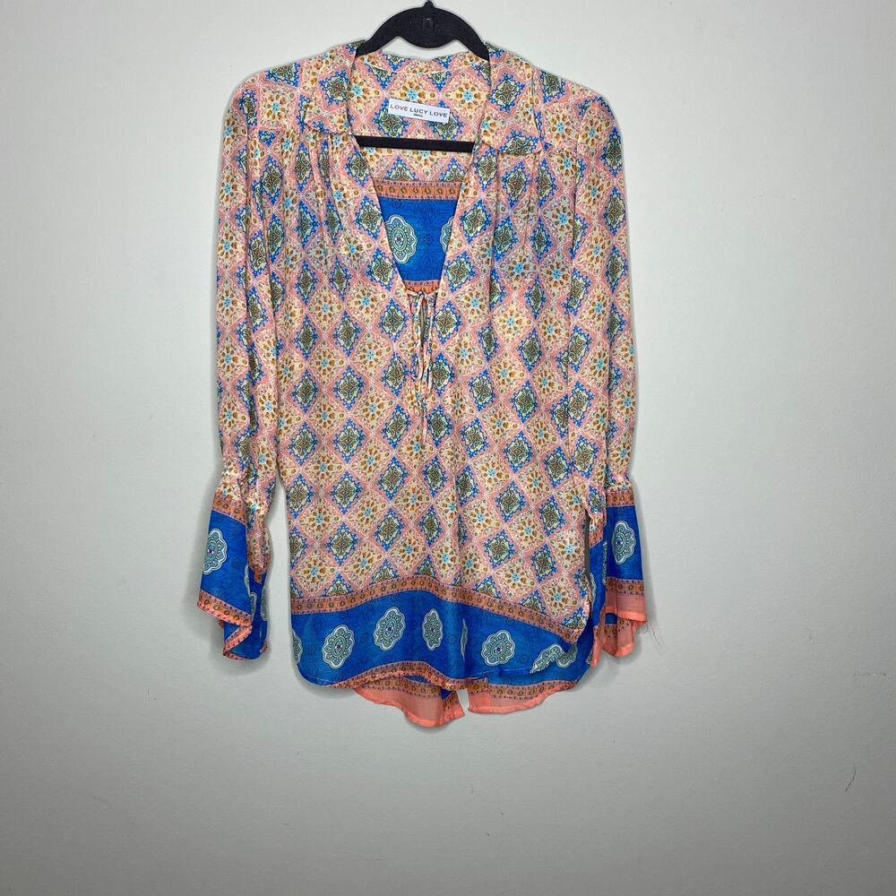 Love Lucy Love Multicolor Printed Boho Tunic Top